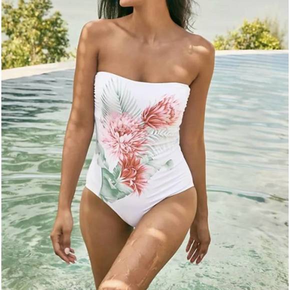 NEW TOMMY BAHAMA breezy botanical one piece in white - Picture 3 of 3